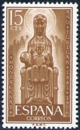 z vendido ESPAÑA 1956 1192 Sello Nuevo Año Jubilar Ntra. Señora de Montserrat c/charnela Espana Spain Espagne Spagna Spanje Spanien 